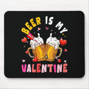 Women's Beer Is My Valentine Hearts Matching Drink Mouse Pad
