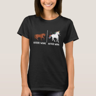 Womens Before Wine After Wine Funny Unicorn T-Shirt