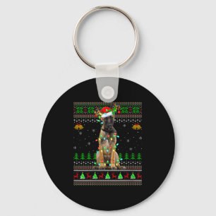 Womens Belgian Malinois Dog Ugly Christmas Sweater Keychain