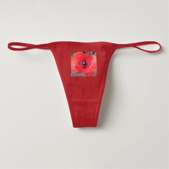 Women's Bella Cotton Spandex Thong - Red Poppy