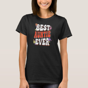 Womens Best Auntie Ever Groovy Retro Mother's Day T-Shirt