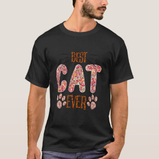 Womens Best Cat Mom Ever Flower Mama Mommy Mother T-Shirt