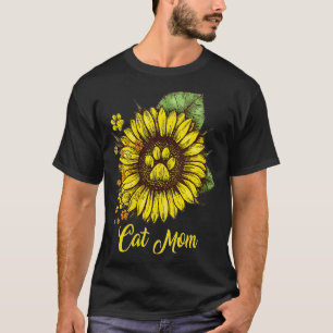 Womens Best Cat Mom Ever Sunflower Mothers Day Gif T-Shirt
