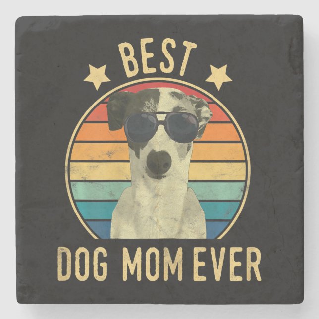 womens best dog mom ever italian greyhound stone coaster (Front)