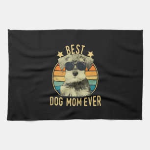 Womens Best Dog Mom Ever Miniature Schnauzer Kitchen Towel