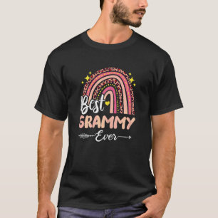 Womens Best Grammy Ever Rainbow Leopard Plaid Moth T-Shirt