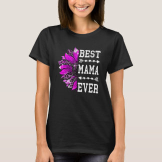 Womens Best Mama Ever  Mother's Day Sunflower Leop T-Shirt
