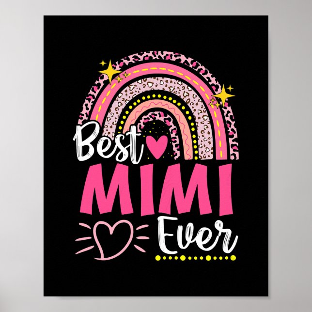 Womens Best Mimi Ever Leopard Rainbow New Grandma Poster (Front)