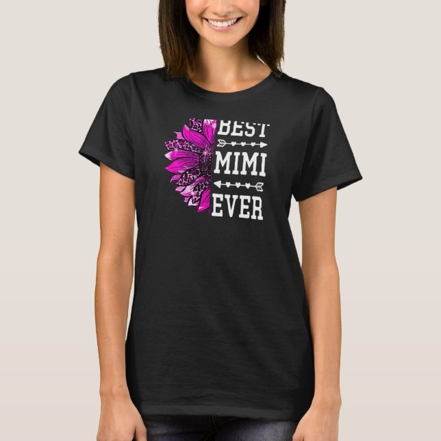 Womens Best Mimi Ever  Mother's Day Sunflower Leop T-Shirt (Front)