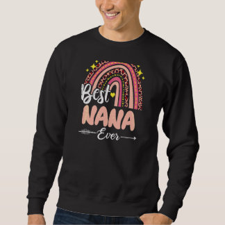 Womens Best Nana Ever Rainbow Leopard Plaid Mother Sweatshirt