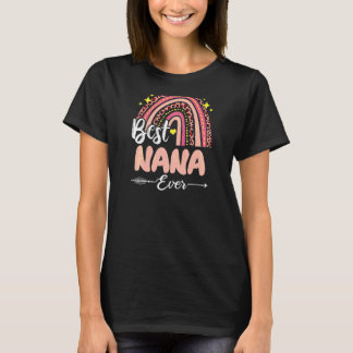 Womens Best Nana Ever Rainbow Leopard Plaid Mother T-Shirt