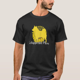 Womens Best Schipperke Mom Sunflower Dog Paws Moth T-Shirt