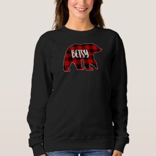 Womens Betsy Bear Custom Red Buffalo Plaid Christm Sweatshirt