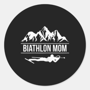Womens Biathlon Mom Biathlete Skiing Shooting  Classic Round Sticker