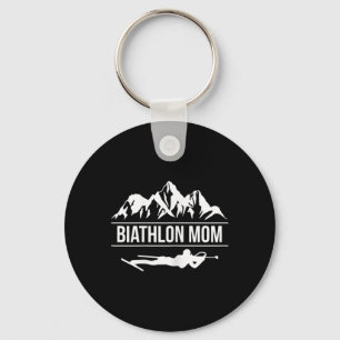 Womens Biathlon Mom Biathlete Skiing Shooting Keychain