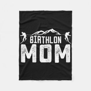 Womens Biathlon Mom Mother Biathlet Cross-country Fleece Blanket