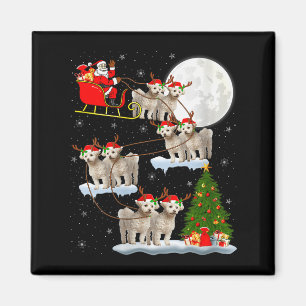 Womens Bichon Frise Dog Santa Sleigh Flying Funny Magnet