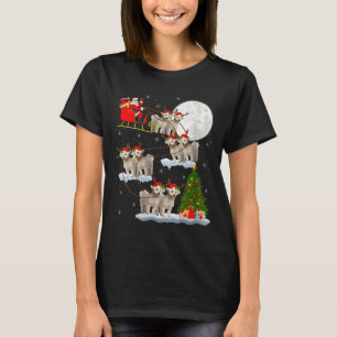 Womens Bichon Frise Dog Santa Sleigh Flying Funny  T-Shirt