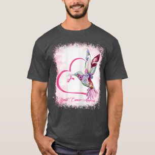 Womens Bird Heart Ribbon Sunflower Bleached Breast T-Shirt