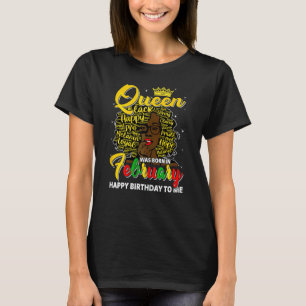 Womens Birthday Awesome Black Queen Born In Februa T-Shirt