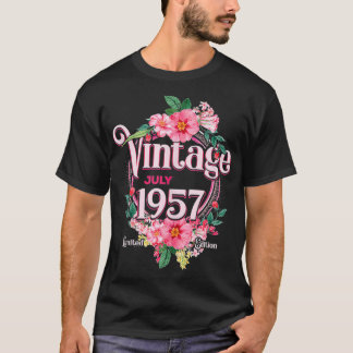 Womens Birthday Gift Born In July 1957 Flowers Bda T-Shirt
