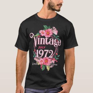 Womens Birthday Gift Born In July 1972 Flowers Bda T-Shirt