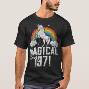 Womens Birthday Magical Since 1971 Vintage Unicorn T-Shirt