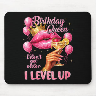 Womens Birthday Queen Dont Get Older Level Up Mouse Pad