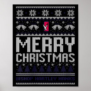 Womens Bishop Hartley Hawks Logo Merry Christmas U Poster