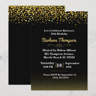 Women's  Black and Gold Invitation