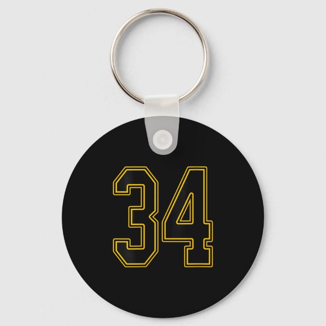 Womens Black And Gold Number Jersey Player Uniform Keychain (Front)