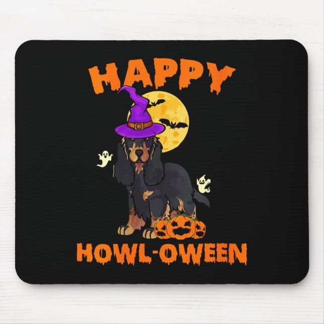 Womens Black And Tan Cocker Spaniel Dog Witch Mouse Pad (Front)