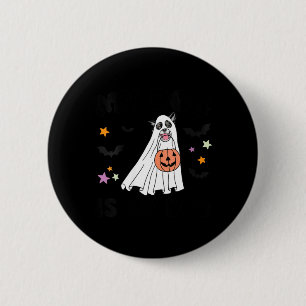 Womens Black And White Border Collie Boo Dog 2 Inch Round Button