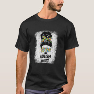 Womens Black Autism Aunt Autism Awareness Auntie N T-Shirt