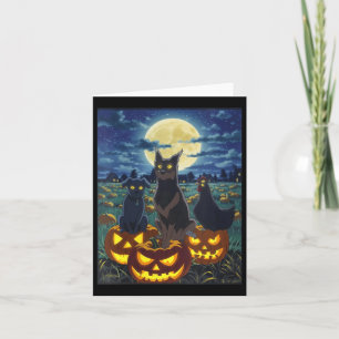 Womens Black Cat Dog Chicken Halloween Pumpkin Card