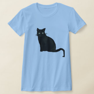 Women's Black Cat V-neck Tshirt