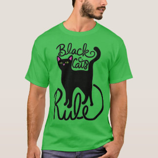 Womens Black Cats RULE fun Black Cat Mom Cute T-Shirt