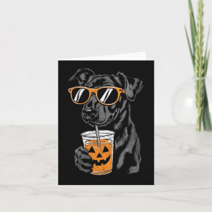 Womens Black Dog With Pumpkin Drink Sungles Card
