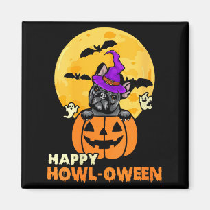 Womens Black French Bulldog Witch Dog Lover Happy Magnet