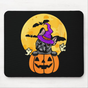 Womens Black French Bulldog Witch Dog Lover Mouse Pad