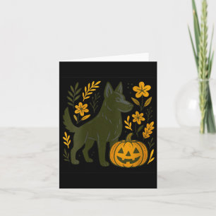Womens Black German Shepherd Halloween Pumpkin Card
