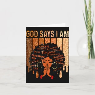 Womens black girl queen god says am melanin card