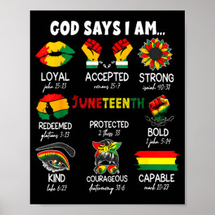 Womens black girl queen god says am melanin histor poster
