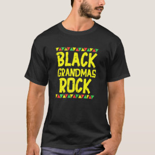 Womens Black Grandma Rock Kente African American P T-Shirt