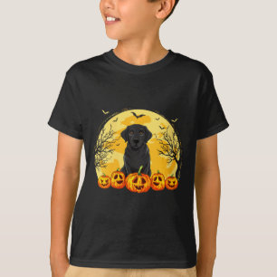 Womens Black Labrador Dog Pumpkins Halloween T-Shirt