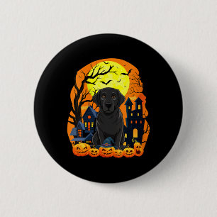 Womens Black Labrador Dog With Pumpkins Funny Y 2 Inch Round Button