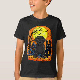 Womens Black Labrador Dog With Pumpkins Funny Y T-Shirt