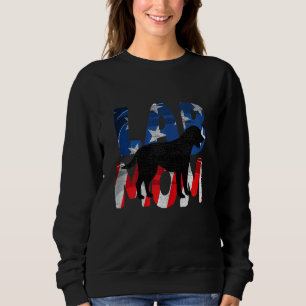 Womens Black Labrador Mom Usa American Flag Yellow Sweatshirt