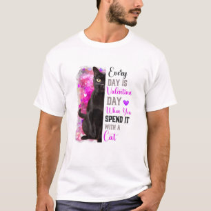 Womens Black Mother Valentines Day Cat Mom Mum Mam T-Shirt
