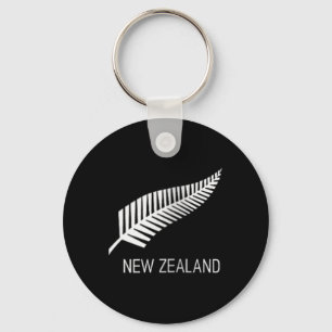 Womens Black New Zealand Fern Shirt Mens Black Pro Keychain